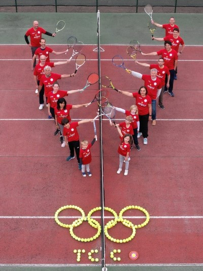 Photo aérienne avec anneaux olympiques
